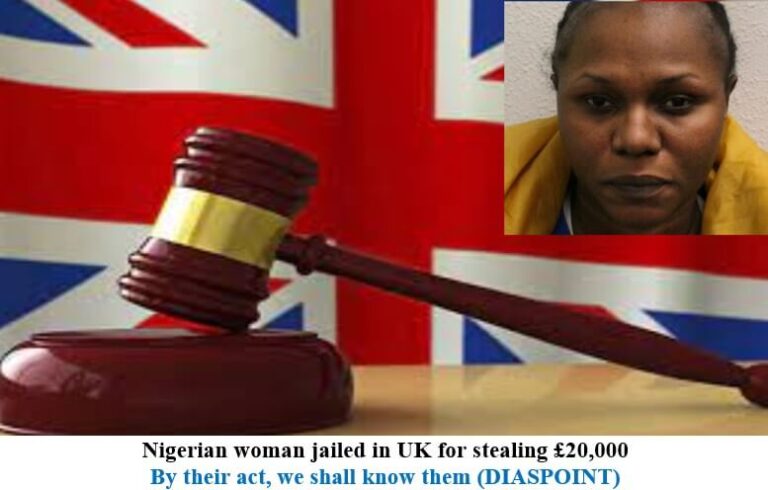 Nigerian woman jailed in UK for stealing £20,000