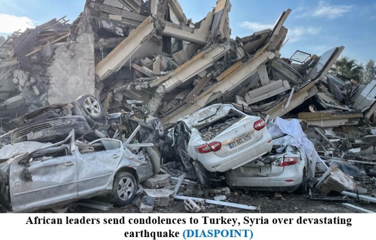 African leaders send condolences to Turkey, Syria over devastating earthquake