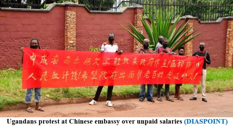 Ugandans protest at Chinese embassy over unpaid salaries